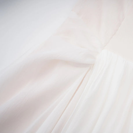 Gelsomina White Gathered Crepe Midi Dress