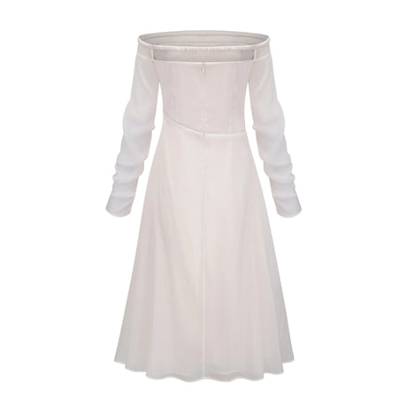 Felicita Midi Dress White Gathered Crepe