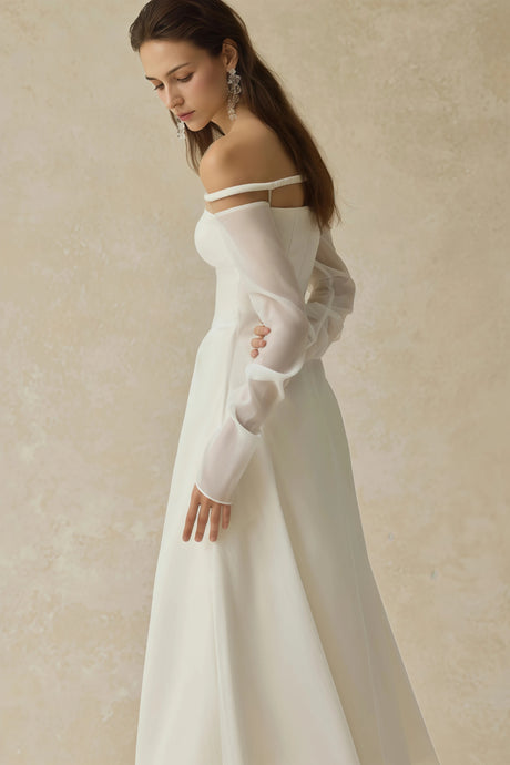 Raegan Midi Dress White Gathered Crepe