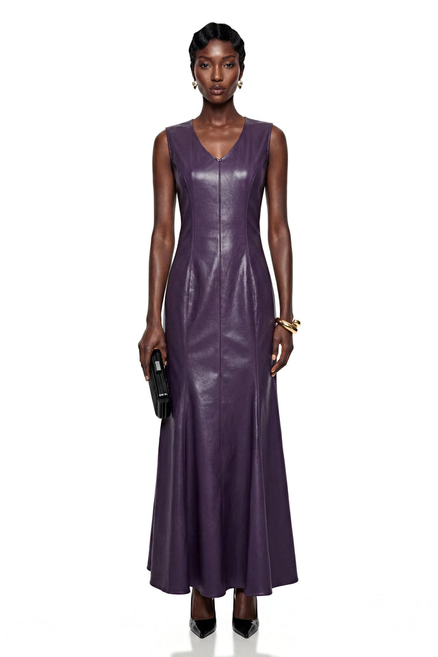 Gemma Purple VNeck Fishtail Maxi Dress