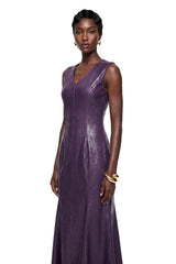Gemma Purple VNeck Fishtail Maxi Dress