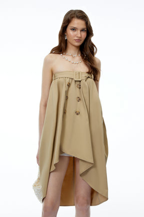 Genevieve Khaki Asymmetrical Convertible Mini Dress