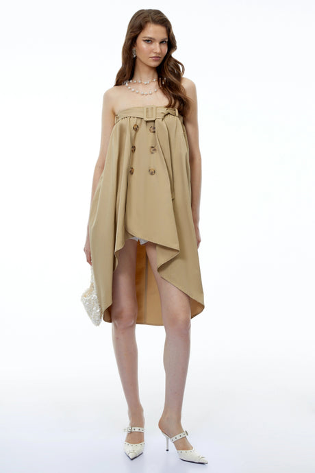 Teagan Mini Dress Khaki Asymmetrical Convertible