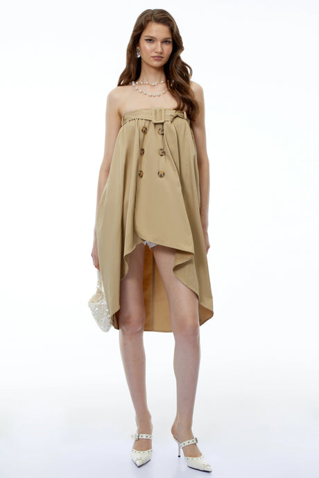 Teagan Mini Dress Khaki Asymmetrical Convertible