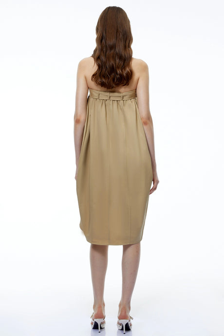 Teagan Mini Dress Khaki Asymmetrical Convertible