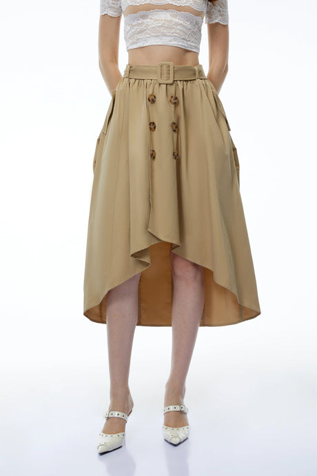 Dylan Khaki Asymmetrical Convertible Skirt