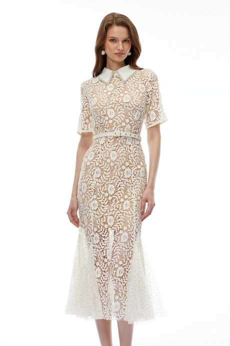 Imelda Maxi Dress Neutral Floral Lace