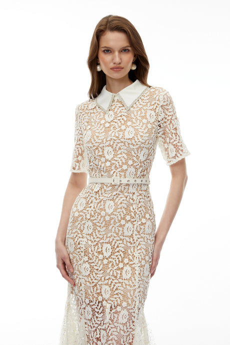 Imelda Maxi Dress Neutral Floral Lace