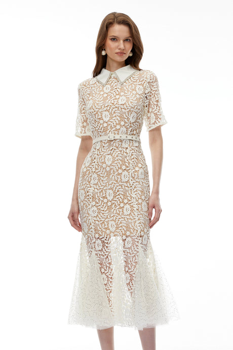 Imelda Maxi Dress Neutral Floral Lace