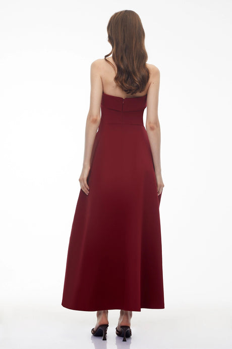 Addison Maxi Dress Burgundy Off Shoulder with Bow