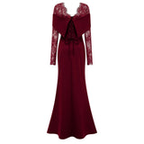 Georgiana Burgundy Lace Panel Flared Maxi Gown