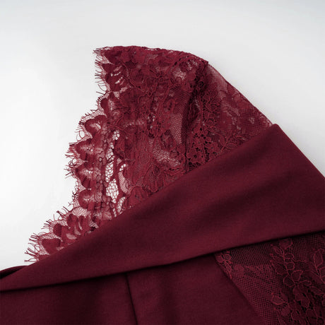 Caitlyn Burgundy Lace Panel Flared Maxi Gown
