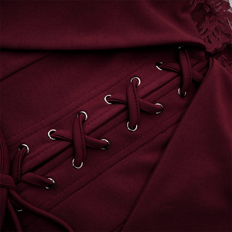 Georgiana Burgundy Lace Panel Flared Maxi Gown