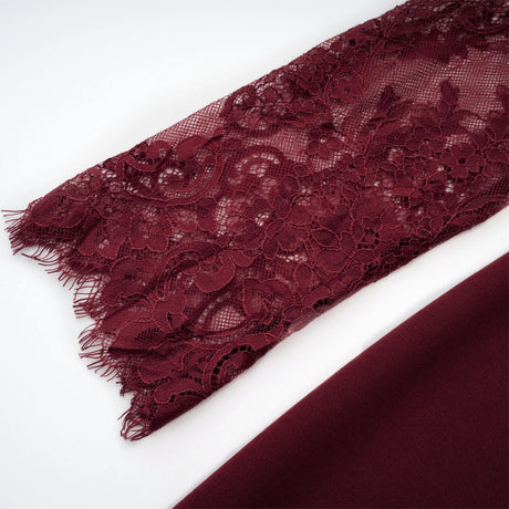 Caitlyn Burgundy Lace Panel Flared Maxi Gown