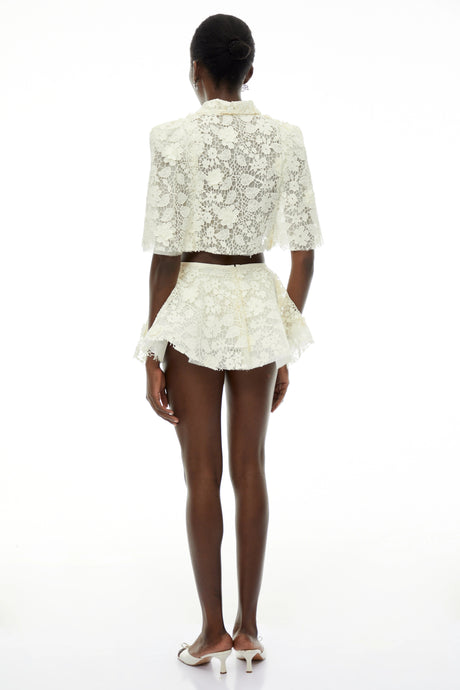 Raffaela Cream Floral Embroidered Cape & Skirt Set