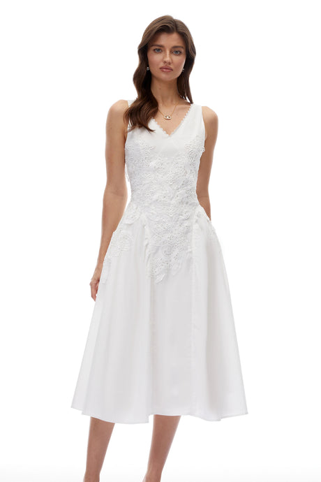 Kali Midi Dress White V-Neck Lace