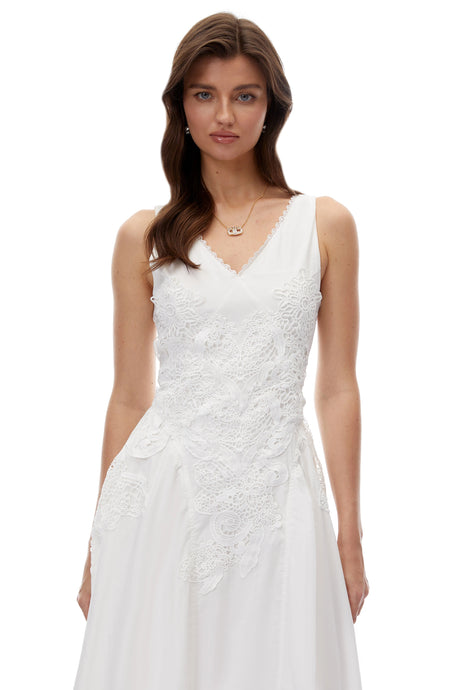 Kali Midi Dress White V-Neck Lace