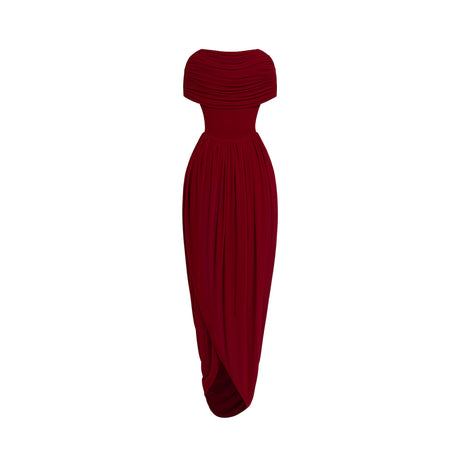 Sonia Maxi Dress Burgundy Shawl Design Draped