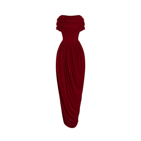 Sonia Maxi Dress Burgundy Shawl Design Draped