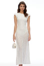 Gianna White SemiSheer Embellished Maxi Dress with Cap Sleeves