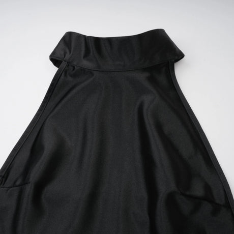 Ginevra black halterneck fauxpearl satin maxi dress