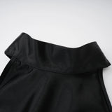 Ginevra black halterneck fauxpearl satin maxi dress
