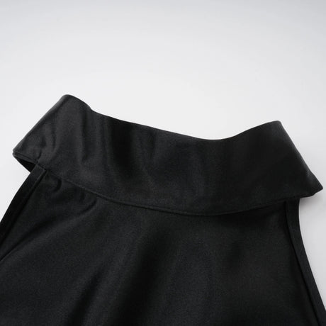 Ginevra black halterneck fauxpearl satin maxi dress