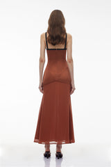 Ginevra Brown Halterneck Maxi Dress with Bow