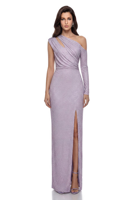 Kendra Maxi Dress Purple Asymmetrical Embellished