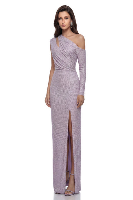 Kendra Maxi Dress Purple Asymmetrical Embellished