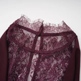 Gioconda Burgundy Halterneck Lace Panel Maxi Dress