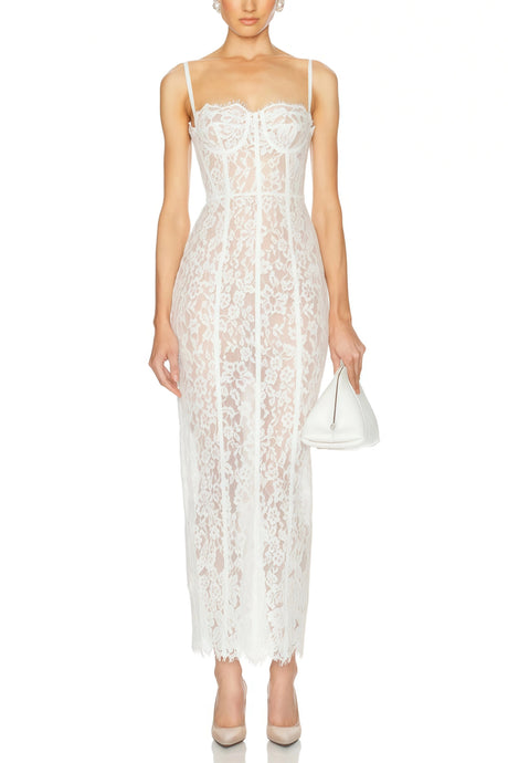 Mackenzie Maxi Dress White Floral Lace Corset