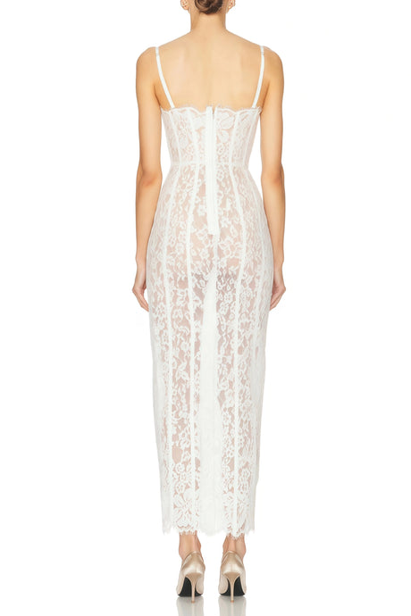 Mackenzie Maxi Dress White Floral Lace Corset
