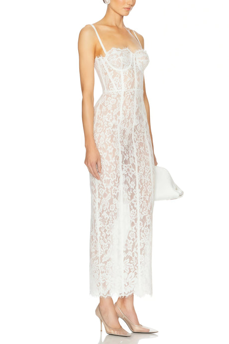 Mackenzie Maxi Dress White Floral Lace Corset