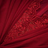Giovanna Red VNeck Ruched Midi Dress with Half Sleeves