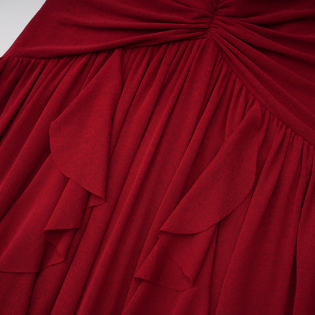 Melissa Midi Dress Red V-Neck Ruched with Half Sleeves