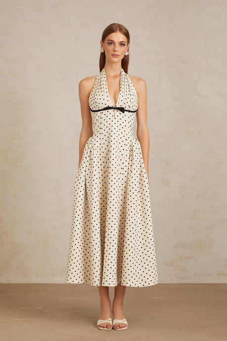 Camilla Midi Dress White Polka Dot