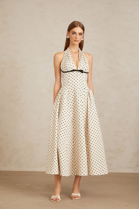 Camilla Midi Dress White Polka Dot