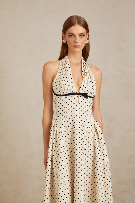 Camilla Midi Dress White Polka Dot