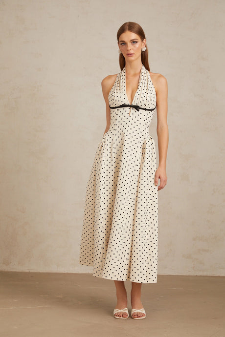 Camilla Midi Dress White Polka Dot
