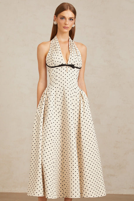 Camilla Midi Dress White Polka Dot