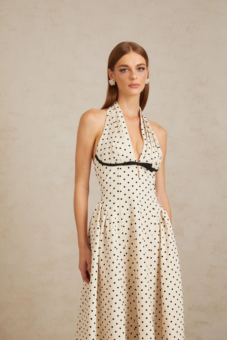 Camilla Midi Dress White Polka Dot