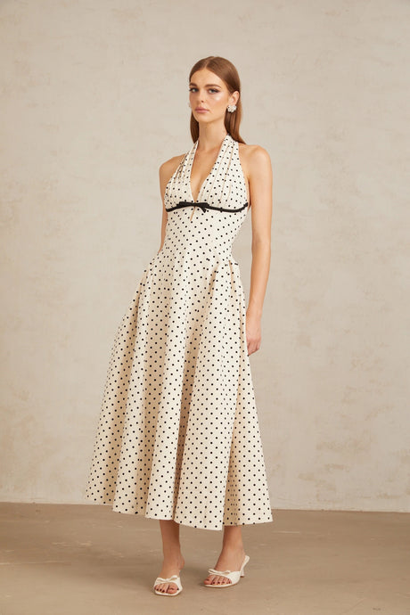 Camilla Midi Dress White Polka Dot