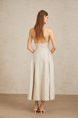 Gitane White Polka Dot Midi Dress