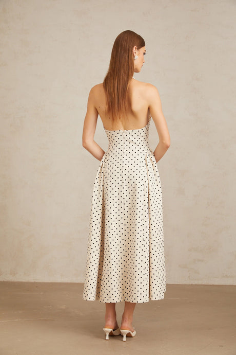 Camilla Midi Dress White Polka Dot