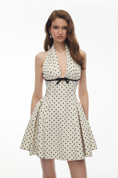Livia Mini Dress White Polka Dot