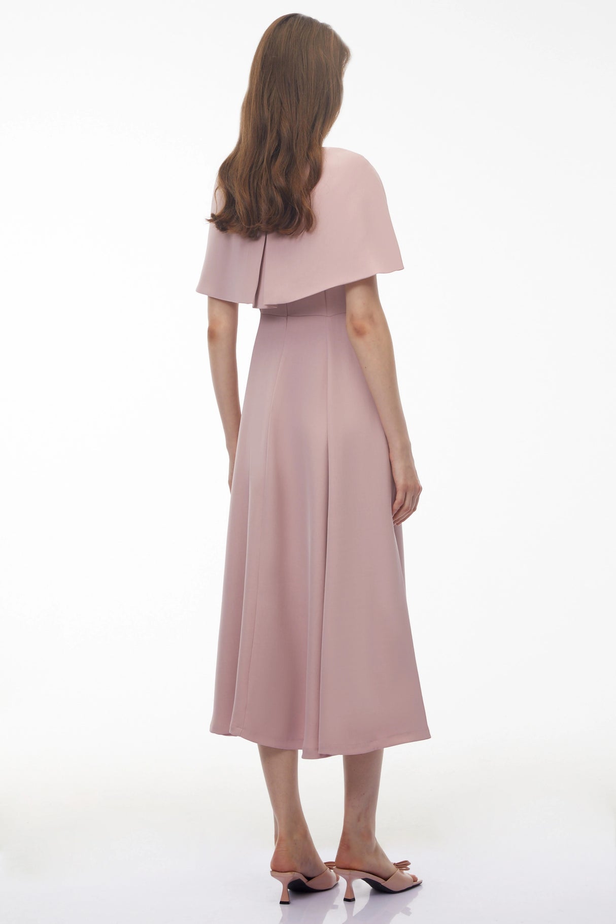 Giuliana Pink Solid Cape  Midi Dress Set