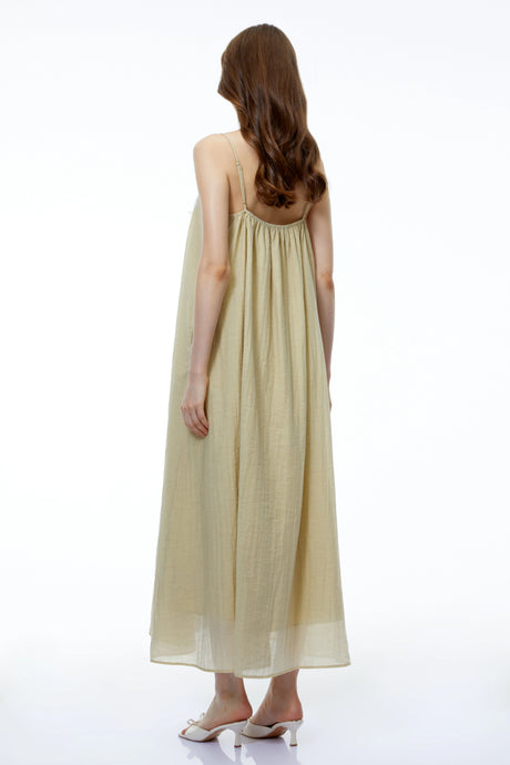 Giada Maxi Dress Neutral Ruched with 3D Florals