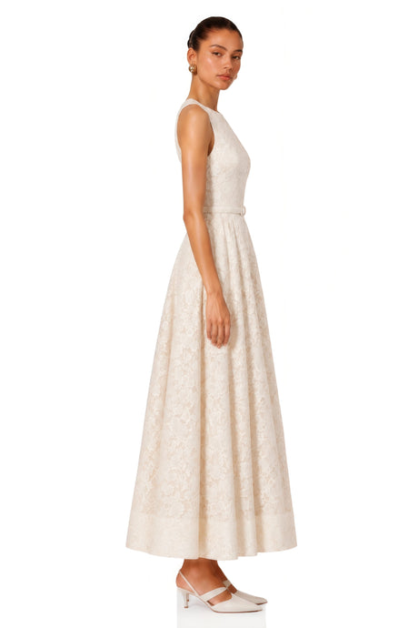 Ida Maxi Dress White Sleeveless Floral Lace