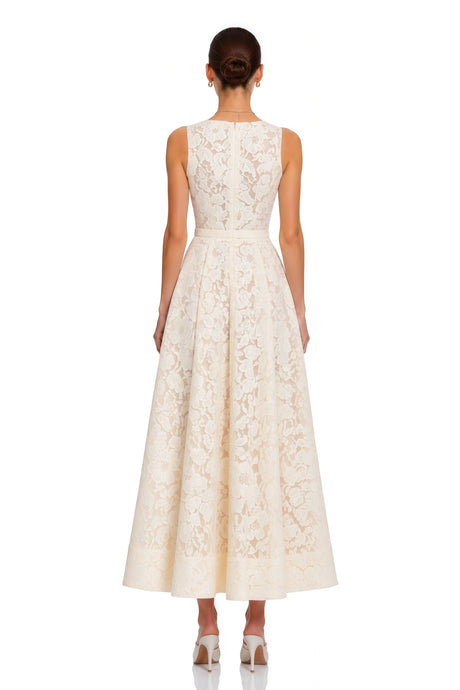 Ida Maxi Dress White Sleeveless Floral Lace